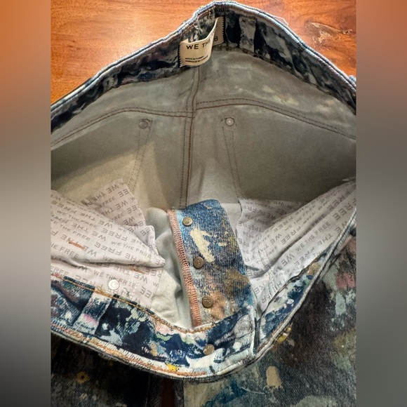 Free People Tennessee Low Rise Illusion Jeans Floral Canvas Paint Splatter Sz 28 - Picture 6 of 15